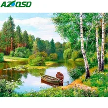 Azqsd pintura diamante paisagem ponto cruz diamante bordado venda diamante mosaico imagem por atacado de strass rio(China)