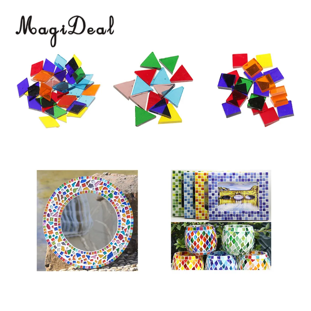 

MagiDeal 250 Pcs/Lot Assorted Color Clear Glass Mosaic Tiles for DIY Crafts For Cups Photo Frames Decor Kids Creative Handcraft