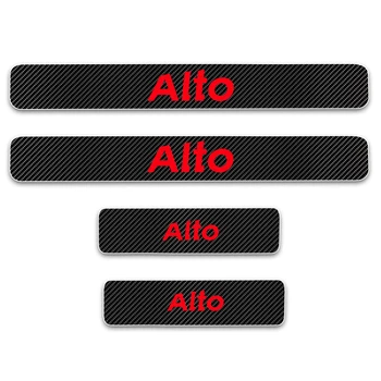 

4D Carbon Fiber Vinyl Decoration Stickers For Suzuki Alto Door Sills Car Door Sill Welcome Pedal Sticker Car Accessories 4Pcs
