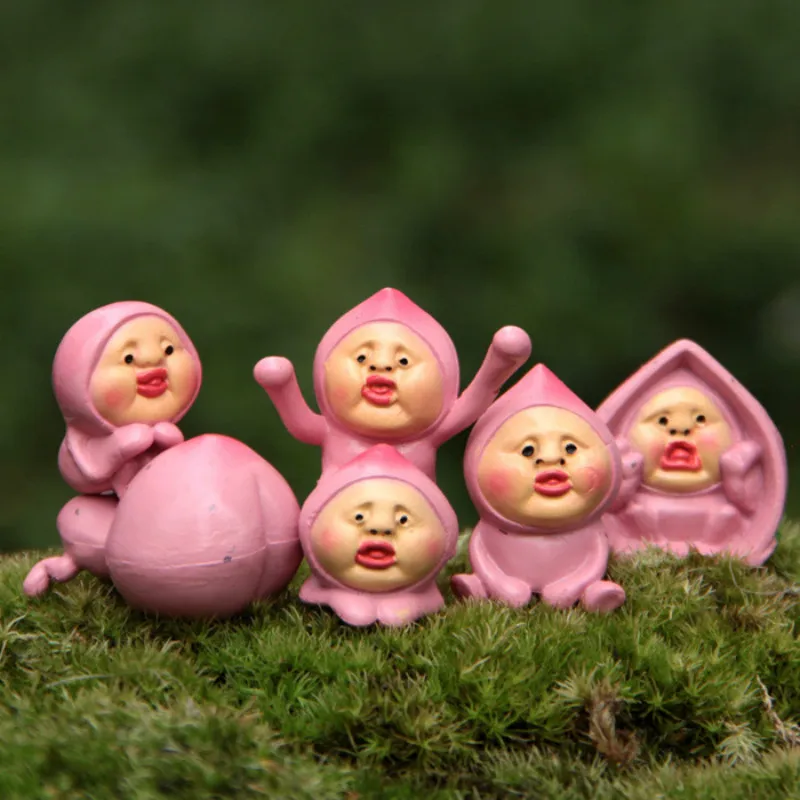 

6 Pcs/set New Coming Garden Plant Decor Action Figures DIY Small Fart Peach Jun Micro Landscape Garden Decor Furnishing Articles