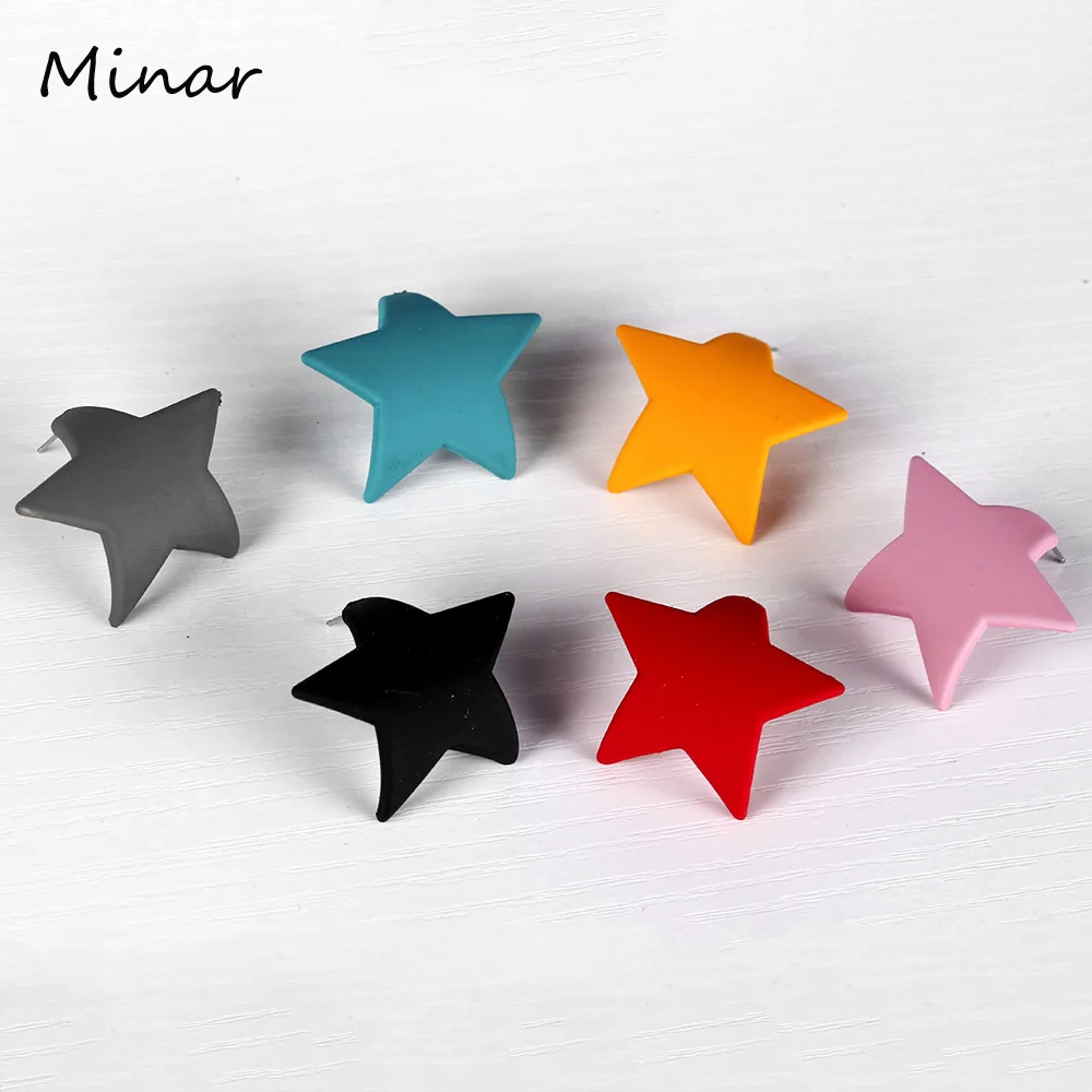 

Cute Star Earrings For Women Exaggerated Big Stud Earrings Colorful Personality Black Pink Green Earrings boucle d oreille femme