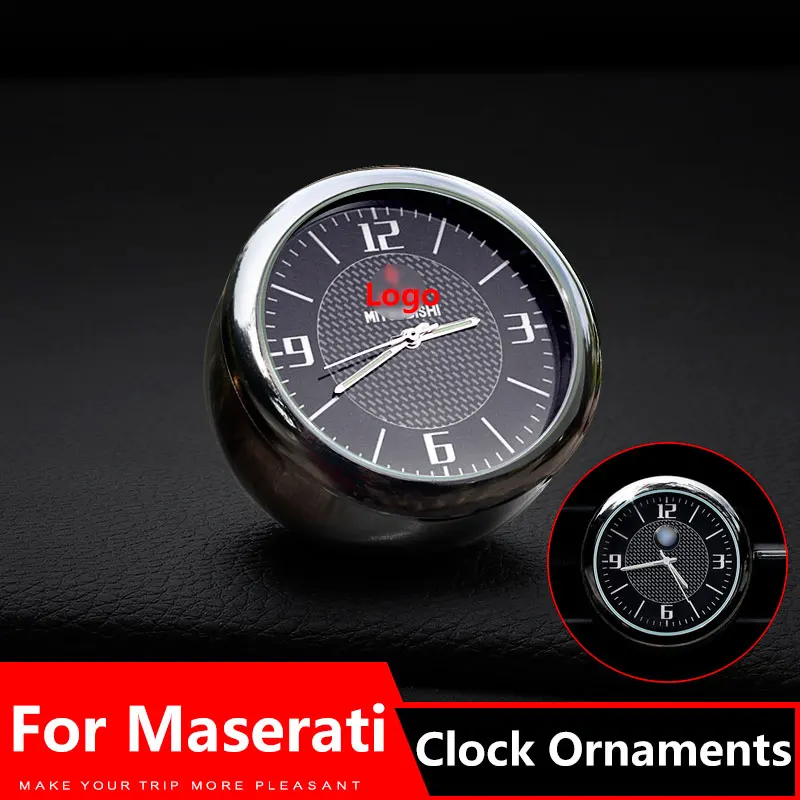 

Car Clock Ornaments Air Vents Outlet Clip sticker Logo For Maserati Ghibli Levante Quattroporte GT Granturismo Accessories