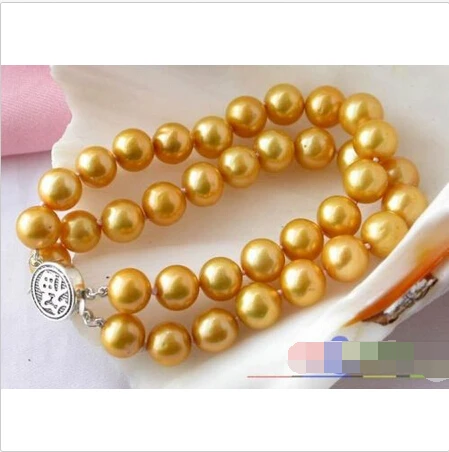 

p1132 2ROW 8" 11MM GOLD ROUND FW CULTURED PEARL BRACELET 925Se SHIPPING 5.25