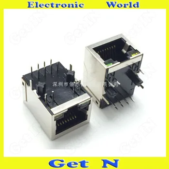 

10pcs HR911105A Shielded RJ45 Female Connectors with Lamp Transformer Outlet Filter RJ45 Network Socket High Spreed