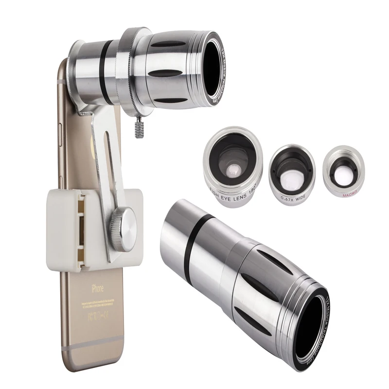 Universal 12X Zoom Mobile Phone Telescope Lens 4in1 lens