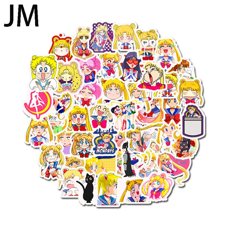 

50Pcs Computer suitcase refrigerator bicycle beautiful girl anime animal sticker children gift fish picture wallpaper