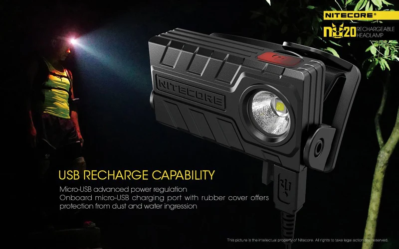 Nitecore NU20 CREE XP-G2 S3 светодиодный 360 люмен легкий перезаряжаемый портативный налобный фонарь для бегунов
