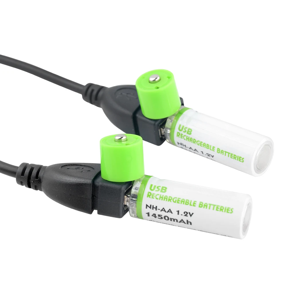 YCDC высокое качество 2 шт 1,2 V UM3 AA батарея 1450mAh USB перезаряжаемые батареи светодиодный индикатор с кабелем для игрушки фонарь