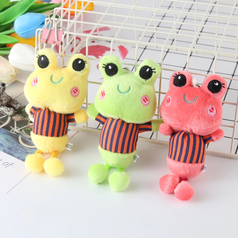 

2019 New Arrival Key Chains Holder Pendant Stuffed Kids Toy Appease Doll Bag Charm Cute Frog Soft Toy Crib Mobile Car Ornament