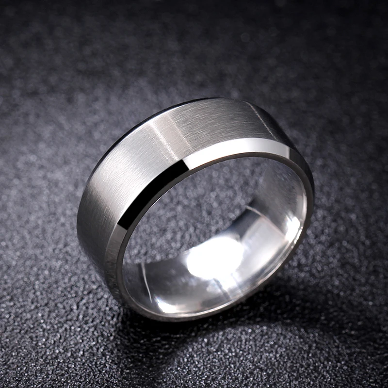 

8mm Dull Polish Silver Color Titanium Ring For Men