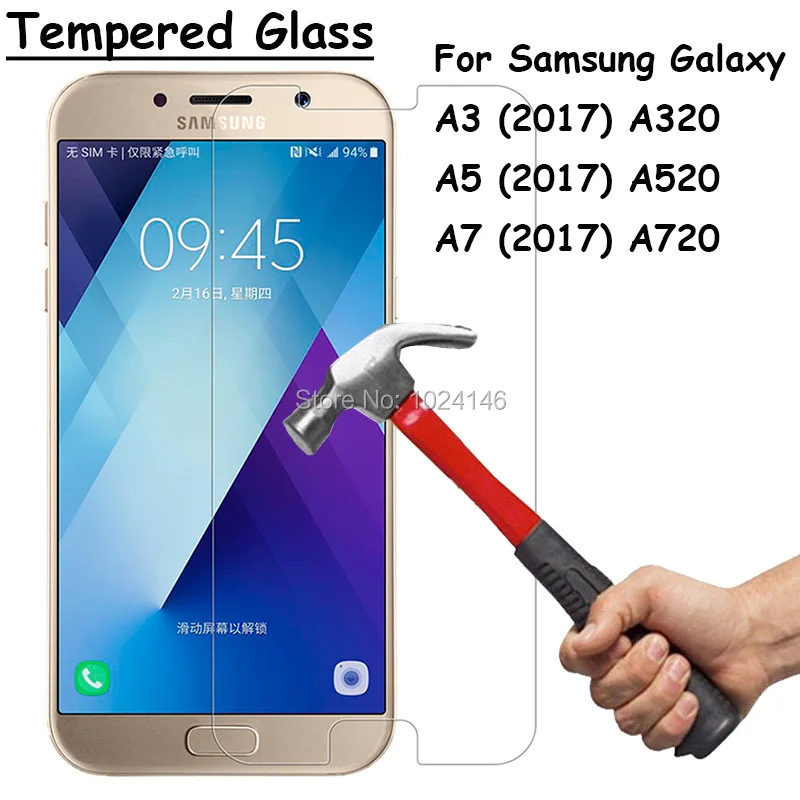 Прозрачное закаленное стекло для Samsung Galaxy A3 A320 A5 A520 A7 A720 2017 защита экрана