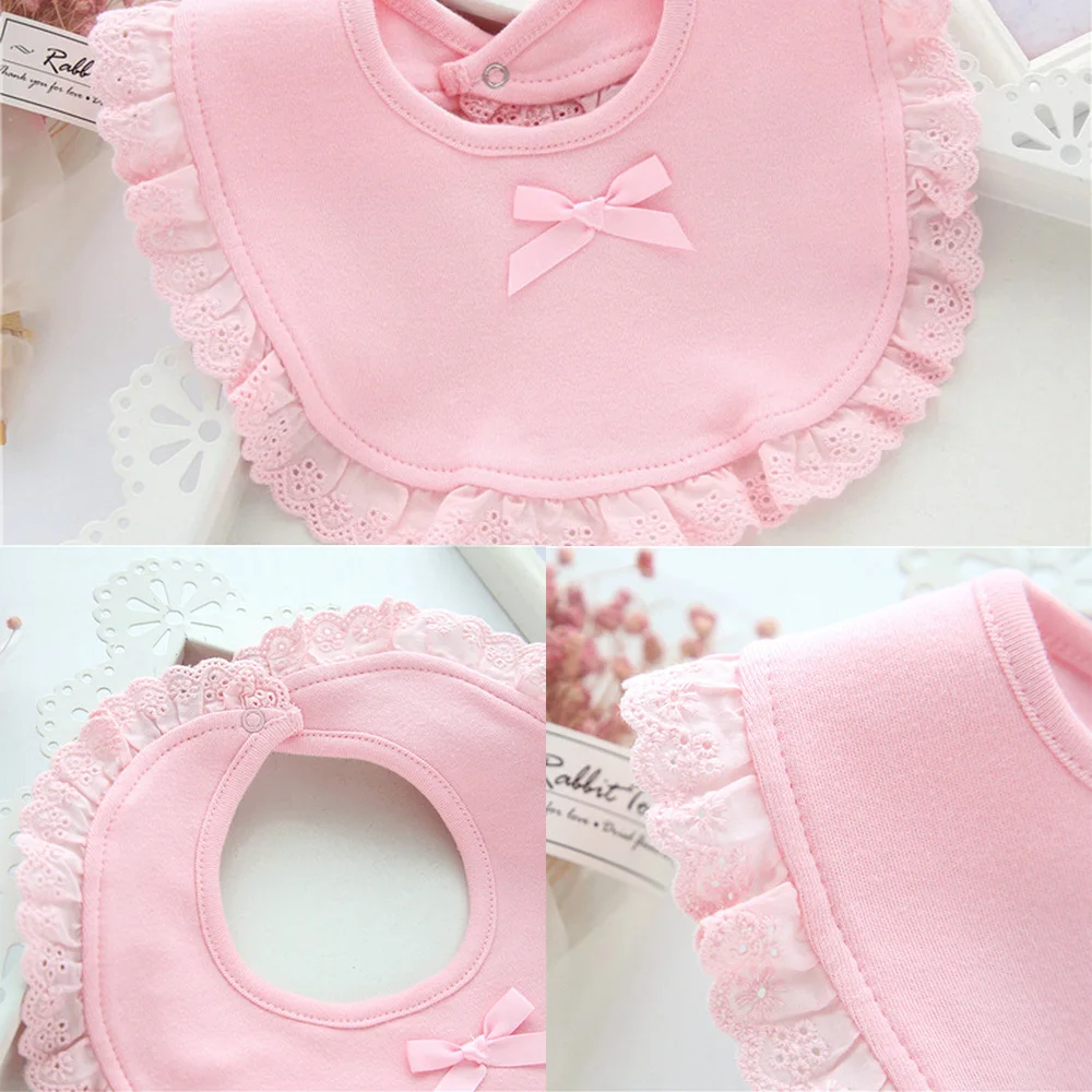 New Baby Girls Bibs Cotton Lace Bow Newborn Cute Baby Bibs Infant