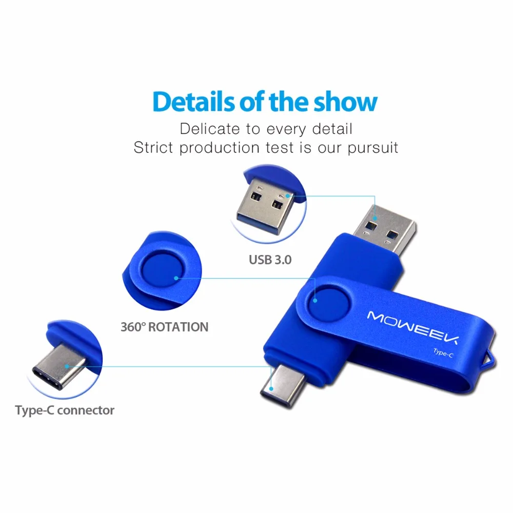 Moweek высокоскоростная флеш-накопитель USB 3,0 модная ручка-накопитель типа C 64 ГБ 32 ГБ 8 ГБ металлическая Флешка 16 Гб карта памяти с бесплатной доставкой