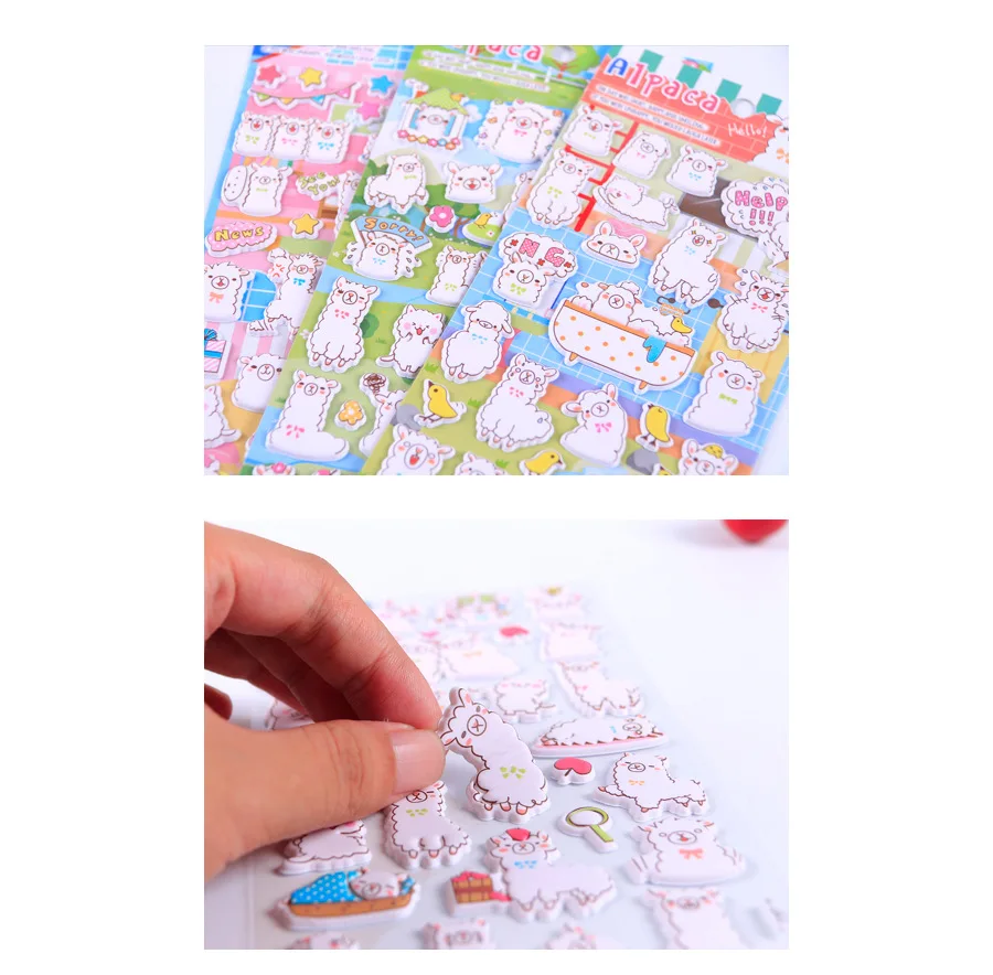 Alpaca Pasture 3D Decorative Stickers Adhesive Stickers DIY Decoration Diary Stationery Stickers Children Gift