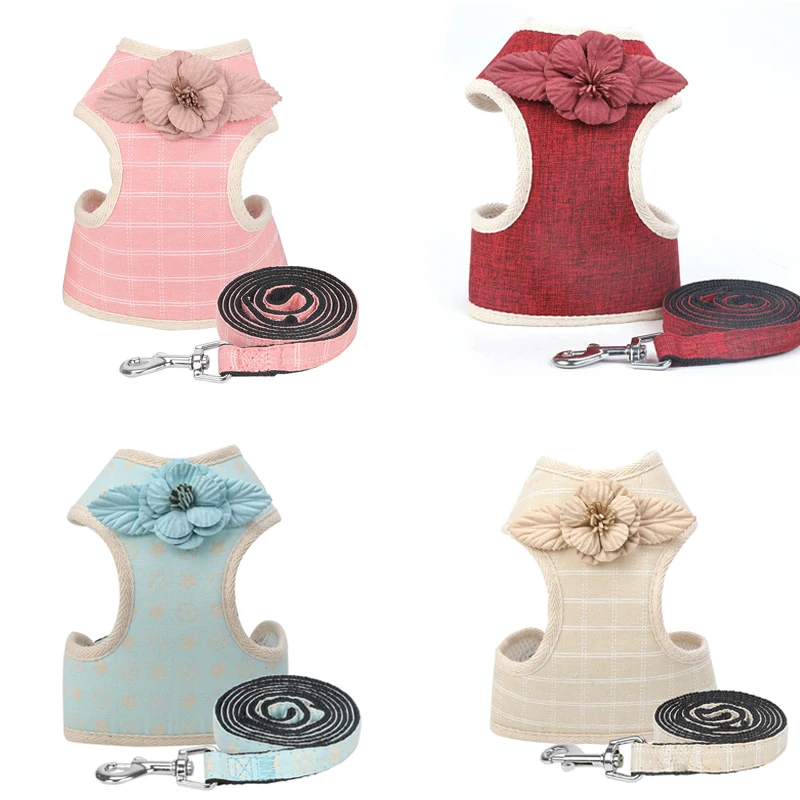 

5 Color Pet Dog Vest Harnesses for Small Dogs Oxford Puppy Cat Harness Leash Set Pets Accessories for Cats Breathable Dog Chain