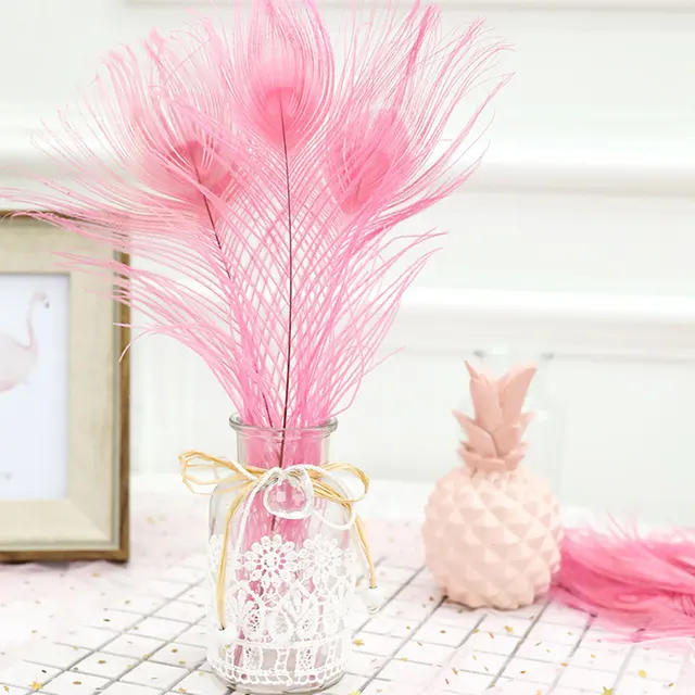 Zljq 10pcs Wedding Decor Natural Peacock Tail Feathers For Cake