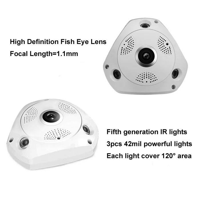 Panorama Camera VR 360 Degree Fish Eye Lens 1.3Mega IP camera Intercom Talk Plug and play Wi-Fi connection