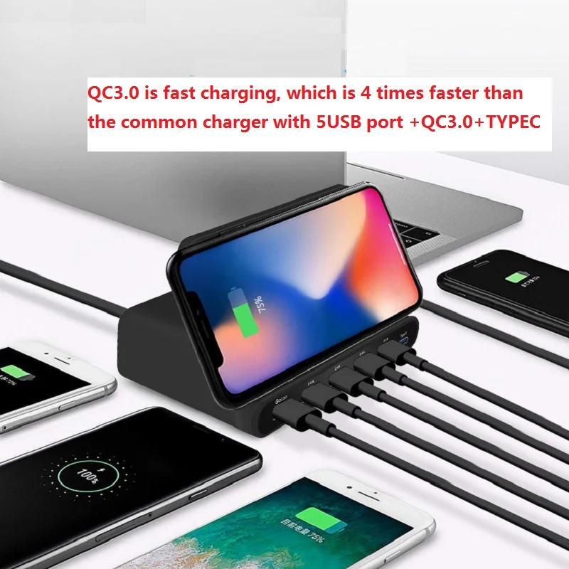QC 3,0 Быстрый Смарт USB Changer Защита от перенапряжения мощность разъем 5USB порты зарядное устройство светодиодный цифровой дисплей Великобритания США ЕС AU Plug