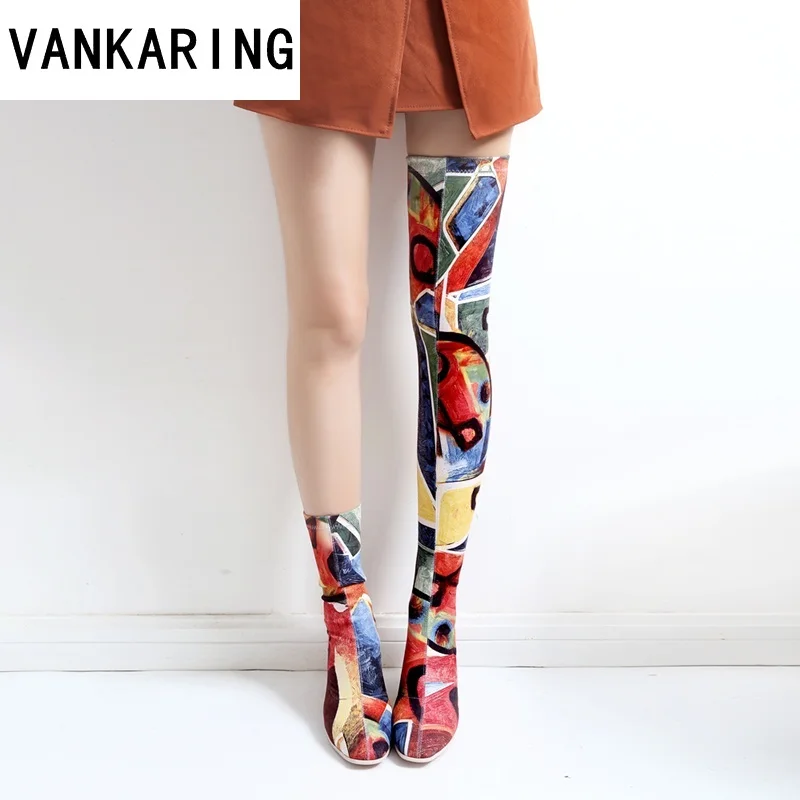 

VANKARING autumn winter thigh high boots high heels women over the knee botas ankle boots mujer female dress red shoes plus size