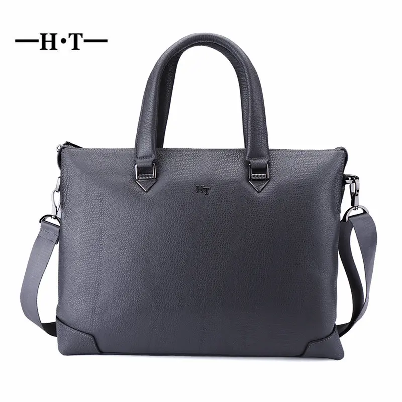 

HT Cow Leather Handbag Mens Shoulder Bags Genuine Leather Crossbody Bag Male Messenger Bags Top Handle Bolsos Business Briefcase