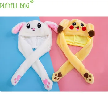 

Cute Plush Rabbit Pinching Bunny Ear action Hat Safety air bag give kids girl friend best Gift Performance hat 60cm HI09