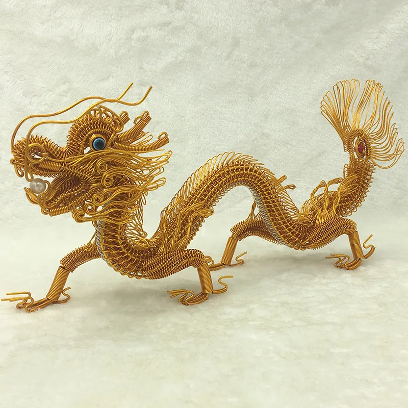 

Fashion Creative Upscale DIY Chinese Dragon Miniatures Hand Made Aluminium Wire Simulation Animal Home Decoration Crafts