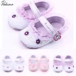 Helen115 Нескользящие Детские Обувь для девочек малышей Обувь с цветочным орнаментом; подошва Обувь От 3 до 12 месяцев
