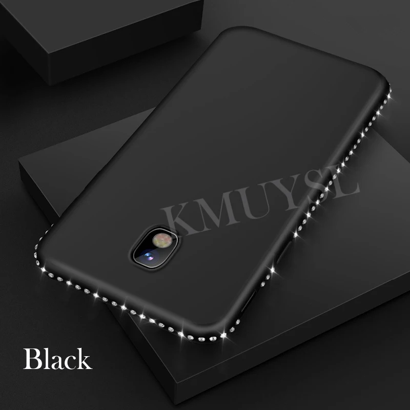 Диаманта Bling чехол для samsung galaxy A7 A8 A6 S8 S9 S10 плюс S10E J4 J6 J8 J5 J7 Prime A5 A3 A7 Note 9 8 Мягкая обложка - Цвет: Black