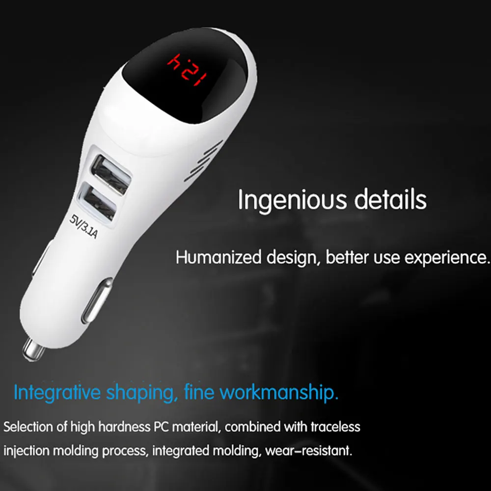 Dual USB Car Air Purifier Charger USB Portable for Current Digital Display