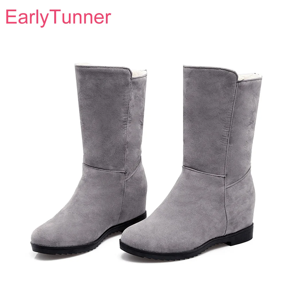 

Brand New Hot Sales Winter Warm Green Gray Women Snow Boots Lady Wedge Shoes ELB30 Wedge Heel Plus Big Small Size 10 30 43 47 50
