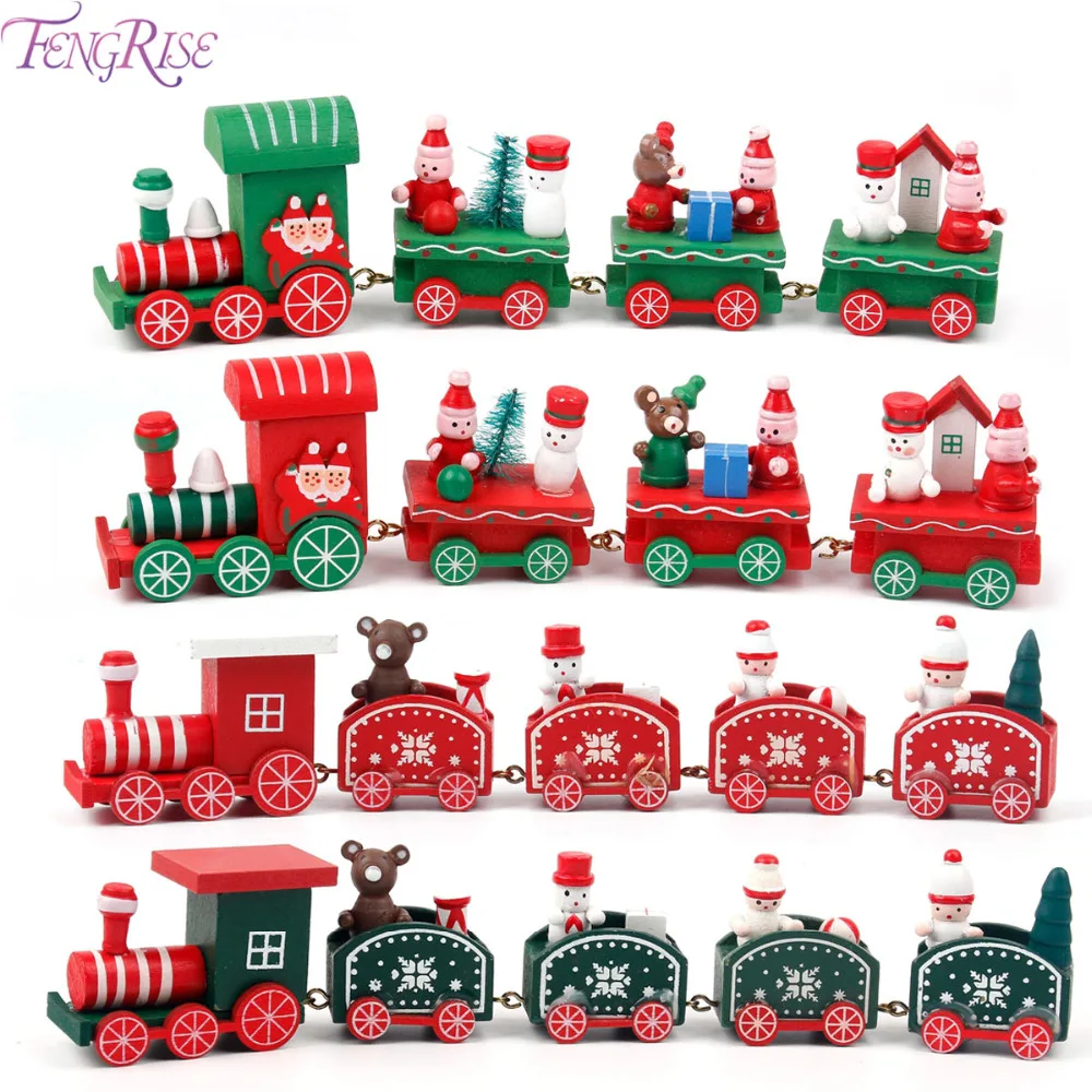 

FENGRISE Christmas Home Little Train Wooden Gifts Natal Navidad Ornaments Children Christmas Decoration Pendant Drop Ornaments