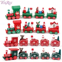 FENGRISE Christmas Home Little Train Wooden Gifts Natal Navidad Ornaments Children Christmas Decoration Pendant Drop Ornaments 4 section little train christmas ornaments
