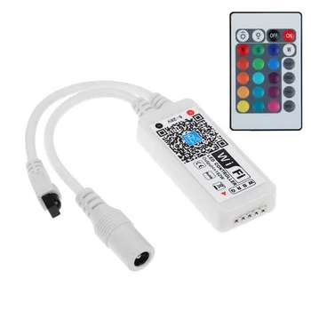 

LED Mini Wifi RGB Controller+RF 24 Key Remote Controller For 5050/3528 RGB LED Strip Light,Phone Control 50M Range--M25