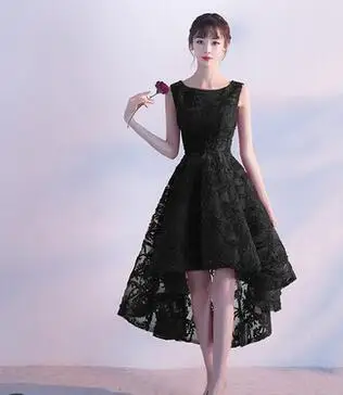 Ladybeauty, Новое поступление, элегантное платье для выпускного вечера, Vestido de Festa, кружевные вечерние платья с аппликациями, стильное платье с высокой талией - Цвет: Черный