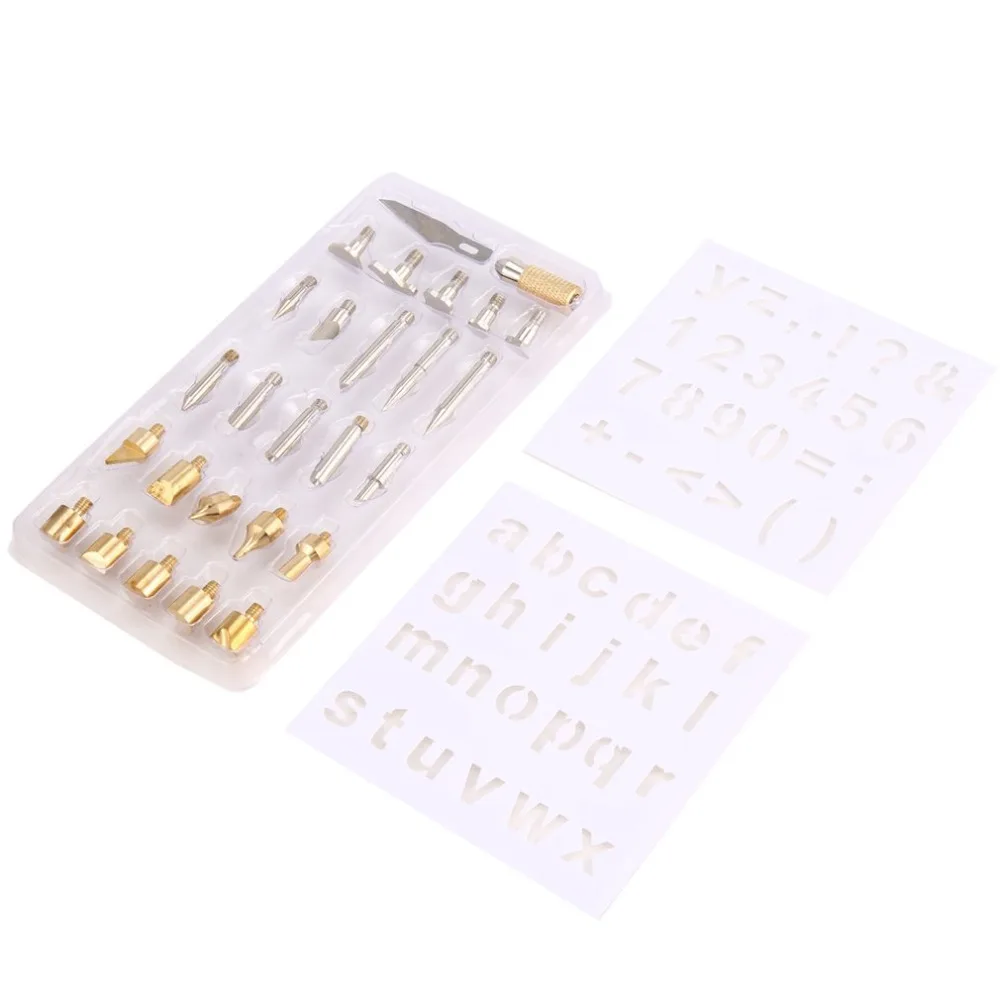 28pcs Electric Soldering Irons Wood Burning Pen Tips With Stencil Set Iron Working Carving Burner For Tools | Инструменты