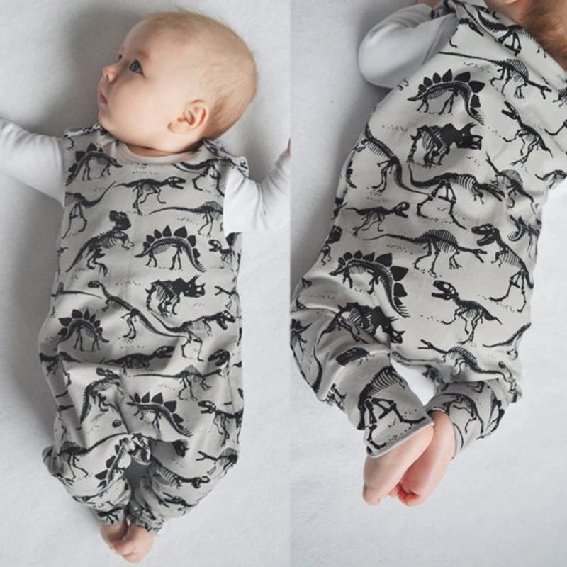 Одежда для малышей; комбинезон без рукавов с рисунком динозавра для новорожденных мальчиков и девочек; комбинезон; комплект одежды; костюм для подвижных игр; Размеры 0-24 месяцев
