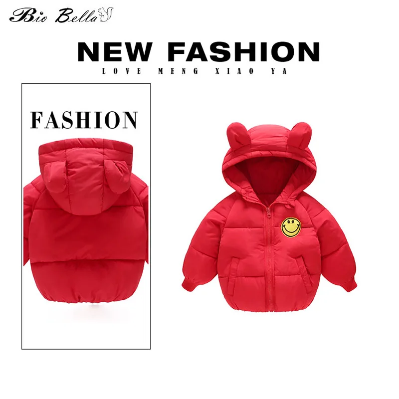 Children Baby Winter Jacket Smiley Face Cartoon Full Autumn Winter Boy Girl Hooded Warm Outerwear Coat Cute Jackets For Kids 