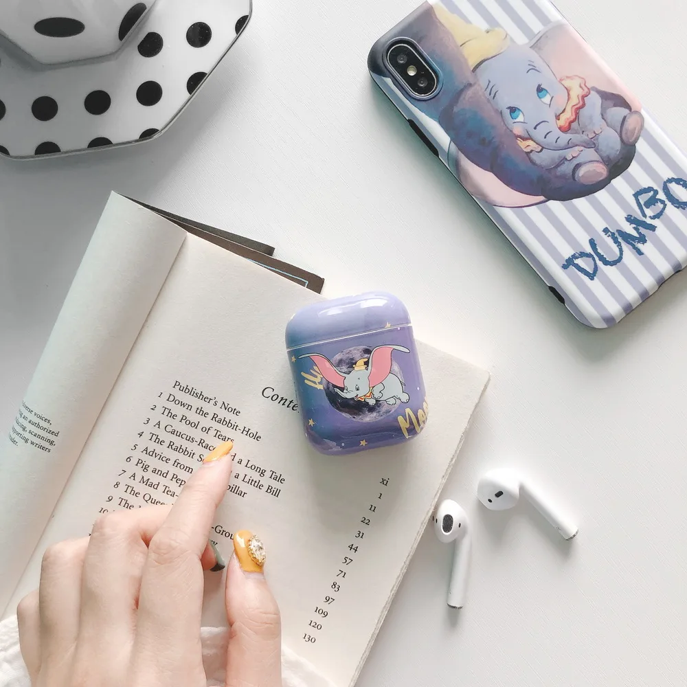 Милый чехол kawaii DUMBO little elephant для Airpods прекрасный мультяшный образ идеальный дизайн Apple Airpods2 bluetooth чехол для наушников