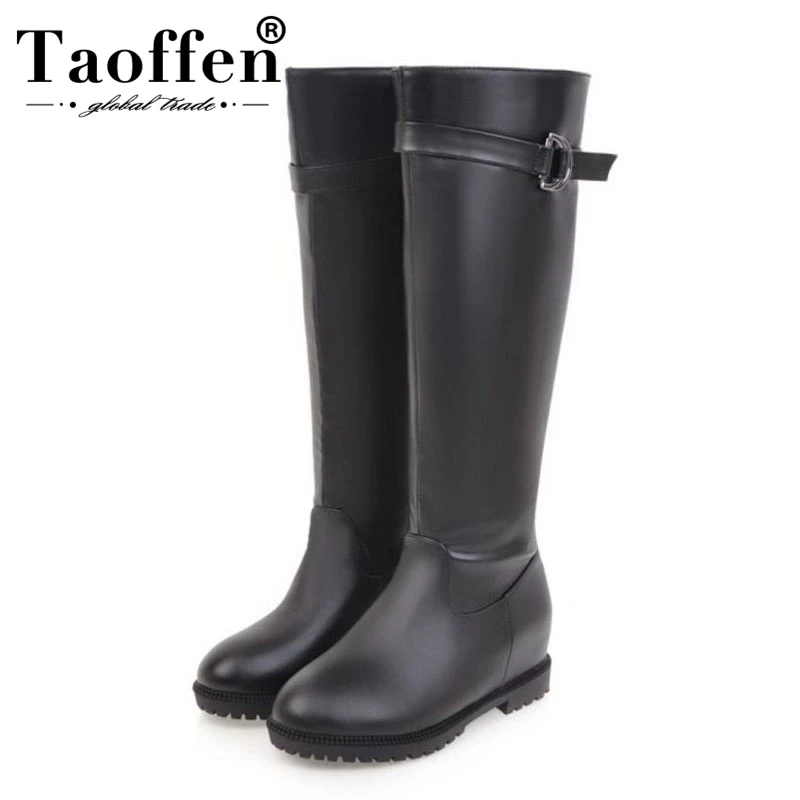 Женские сапоги до колена Taoffen теплые зимние из искусственной кожи на плоской