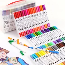12/18/24/36/48/72/100 шт. Цвета маркер для рисования ручка двойной наконечник кисть отлично лайнер для рисования акварельных маркерных ручек декоративно-прикладного искусства расходные материалы