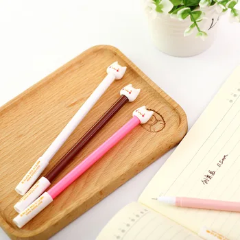 

48 pcs/Lot Cartoon cat gel pen 0.5mm ballpoint Black color pens kitties Cute Stationery Office school supplies stationery F222