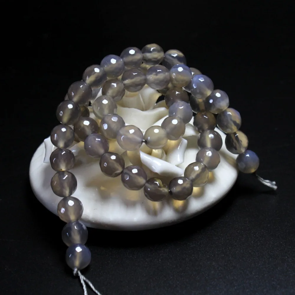 

Wholesale AAA+ Faceted Gray Agat Natural Stone Beads For Jewelry Making Bracelet DIY Necklace 4/ 6/8/10/12 mm Strand 15.5''