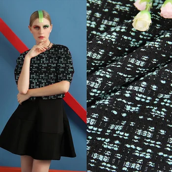 

Yarn-dyed plaid two-tone fabric tweed jacket cloth-353gsm