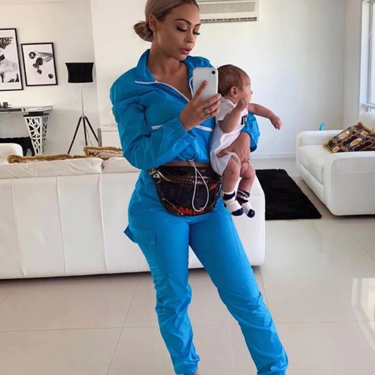 Флуоресцентный хип HopTwo piece костюм модная спортивная Солнцезащитная куртка