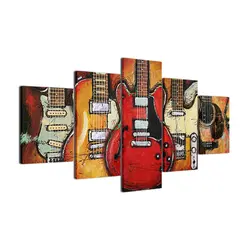 Современная Картина на холсте HD Печатный настенный арт рамка модульные картины декор гостиной 5 штук абстрактная гитара музыкальный