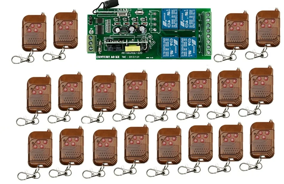 

Fr Shipping 85v~260V 21pcs/lot 4CH RF Wireless Remote Control Relay Switch Security System Garage Doors Gate Electric Doors