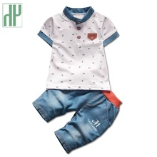 Children clothing gentleman summer baby boy clothes casual kids sport suits short-sleeved t-shirt+denim pants girl clothing sets