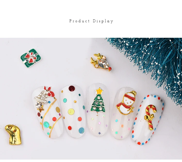 Новинка, 1 коробка, Рождество, 3D сплав, украшения для ногтей, смешанный Снежный дизайн, очаровательные стразы, драгоценные камни, аксессуары для маникюрных книг