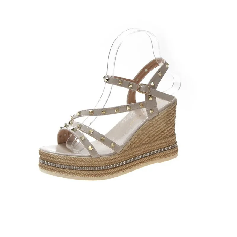 

Wedge Heels Platform Sandals Stud Sandals Weave Summer Shoes Summer High Heels
