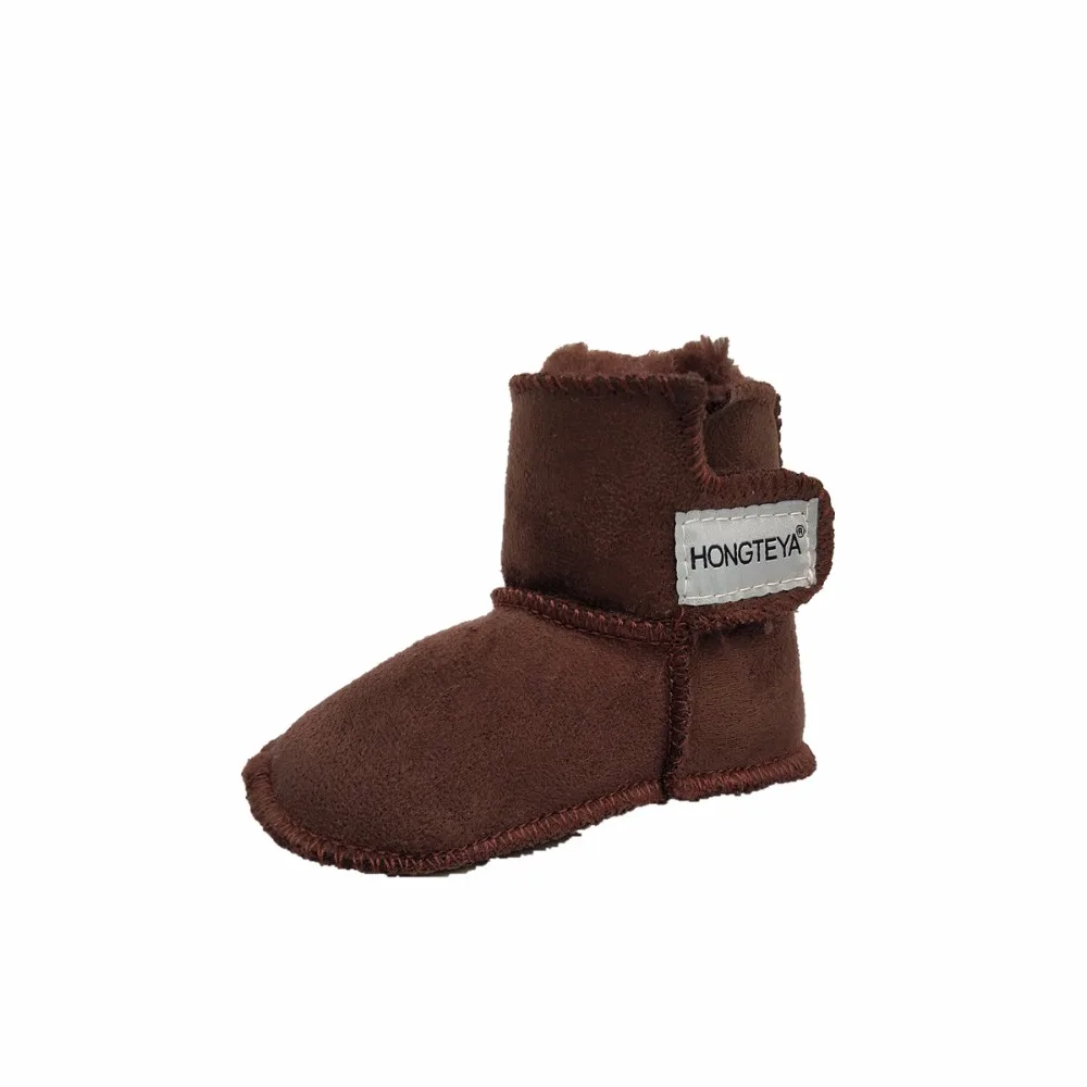 HONGTEYA/новые зимние детские ботиночки с высоким берцем; детские мокасины с мягкой подошвой для новорожденных мальчиков и девочек; Теплая обувь для первых шагов 6-24 м